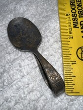 Vintage Antique Nursery Silver Plate Curved Handle Baby Infant Finger Spoon