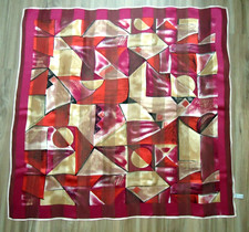 Vtg-80s Hiroko Kapp Women's Square All Silk Burgundy Scarf Size-36x35 in