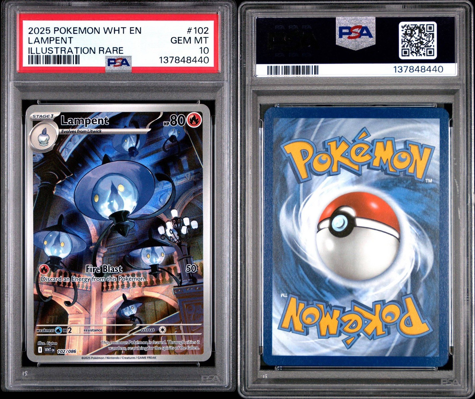 PSA 10 Lampent 102/086 Sv: White Flare Holo Illustration Rare