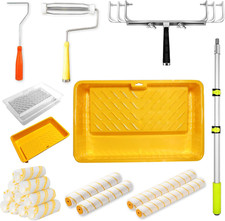 18" Paint Roller Kit with Tray, Rollers, Frame & 4FT Extension Pole Set