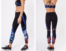 Sweaty Betty Women's Floral Cropped Sports Leggings Small Black A001912