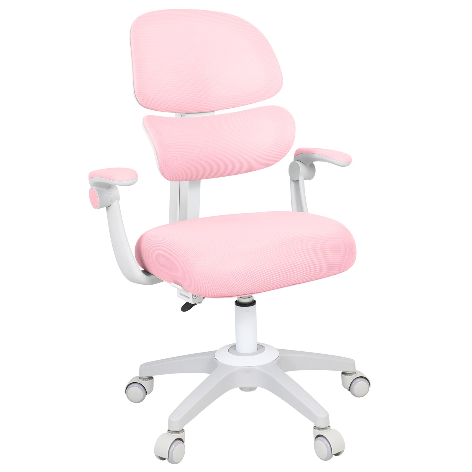Gray/Pink Kids Study Chair Computer Chair Back-Following,Sit-Locking,360°Casters