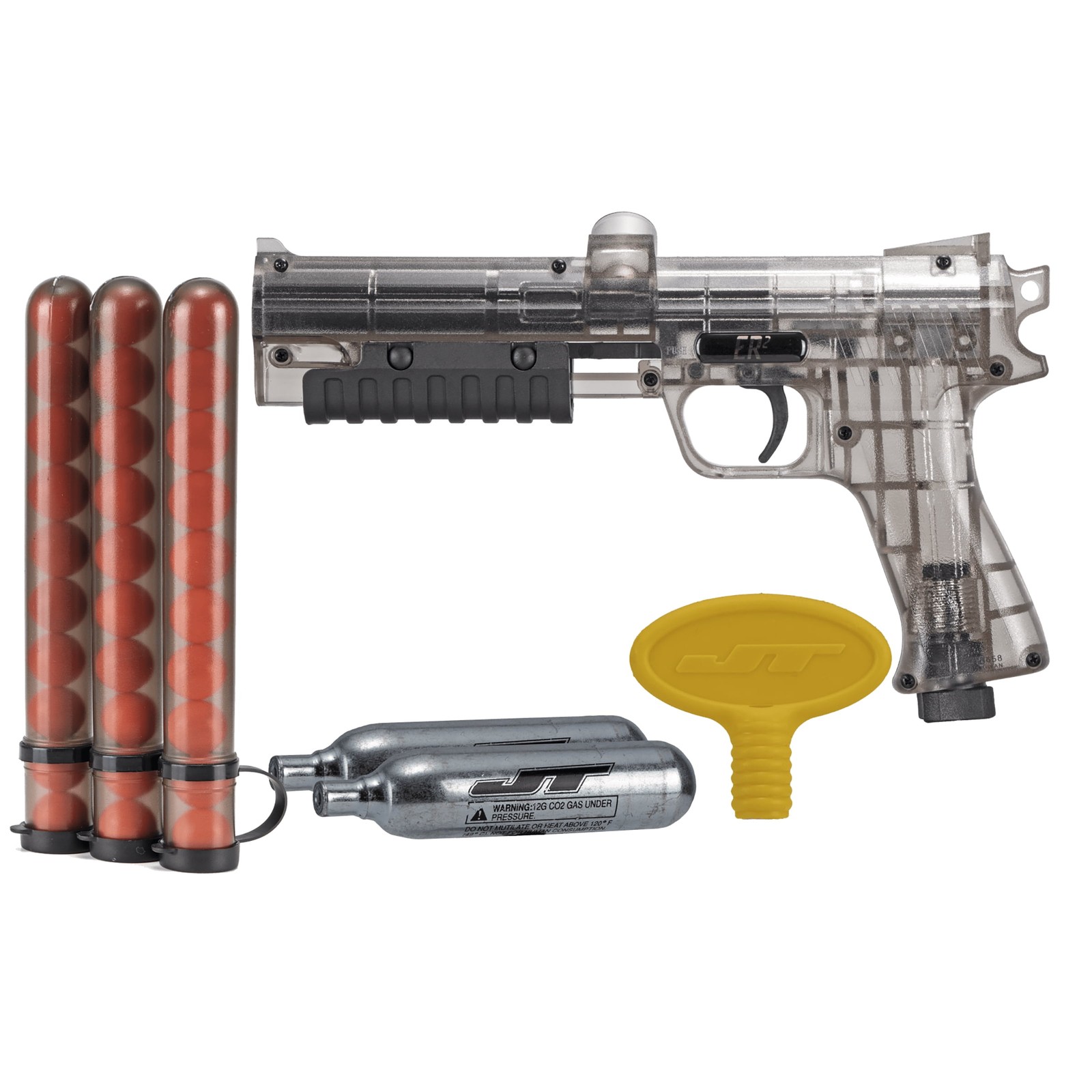 JT ER2 Paintball Kit Pump Action Marker in Gray with CO2 Car