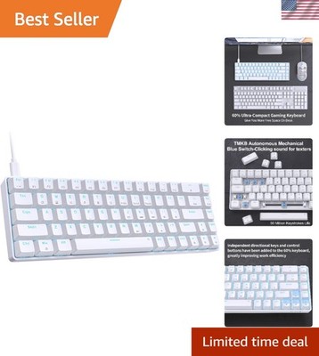 60% Mini T68SE Mechanical Keyboard - Clicky Switches, Classic White Finish