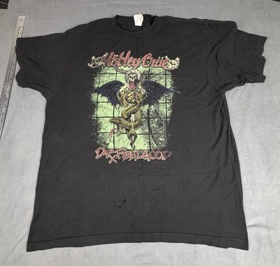  Motley Crue Shirt Tultex Mens XL Black Dr Feelgood Vintage Thrashed Band Tee 90