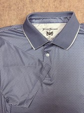 Hickey Freeman Men's Polo Golf Performance Stretch Black Blue Geometric XL