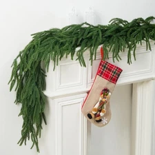Christmas Norfolk Pine Garland, 2PCS 6Ft Real Touch Artificial Pine Greenery ...