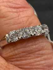Ladies 4mm Eternity Ring Silver Stainless Steel 4 Stone Anniversary Wedding Band