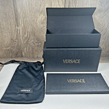 Versace Universal Black Large Hard Case for Sunglasses w/ Pouch, Book Gift Box
