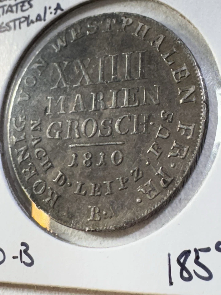 1810 German States Westphalia 24 Marien Groschen Silver Coin - Image 3 of 4