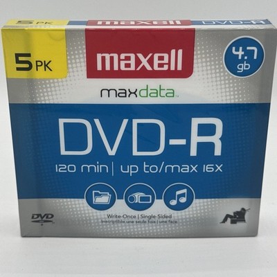 2PK Maxell Maxdata DVD-R 4.7GB 16X Slimline Jewel Cases Write Once 10 Total