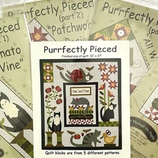 Purrfectly Pieced Cat Quilt Wall Hanging 5 Block Patterns All Through the Night