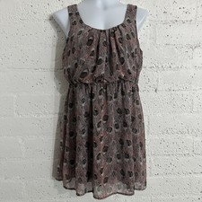 Forever 21 Juniors Dress M Pink Feather Sleeveless Blouson Short U7