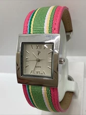 Womens Colorful Cuff Style Quartz Fashion Watch Silver Rectangle New Battery