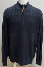 Frye And Co Mens Pullover Knit 1/4 Zip Sweater Size XL Navy Textured Excellent