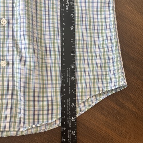 Brooks Brothers Preppy Button Down Shirt Boys Medium Blue Green Long Sleeve - Picture 6 of 7