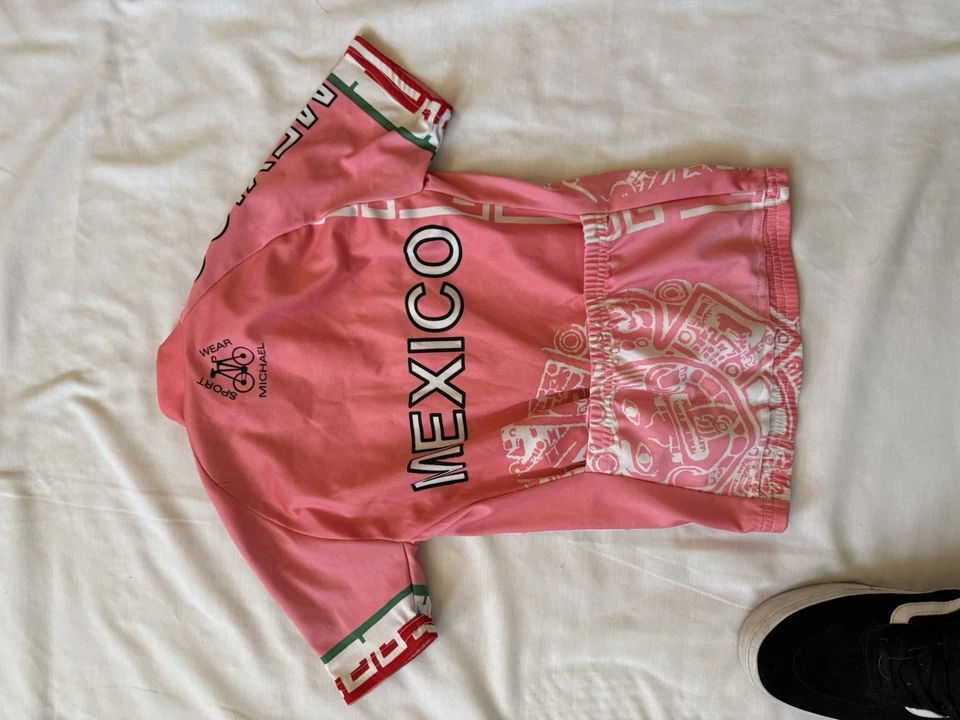 Jersey de bicicleta pequeño para niños, talla 6-8, México, bolsillos para botellas de agua Foto 2 de 4