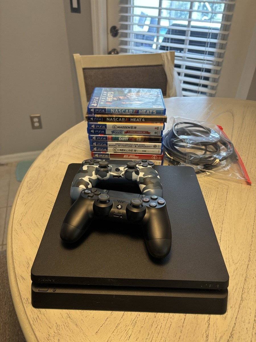 Sony PlayStation Slim Original Black With All Cords, Two