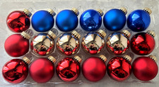 Christmas by Krebs Glass Ornaments Set Of 18 Red, Blue  Silver 1.5"