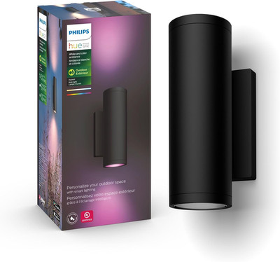 Philips Hue Updown round Wall Lantern LED Black 2X8