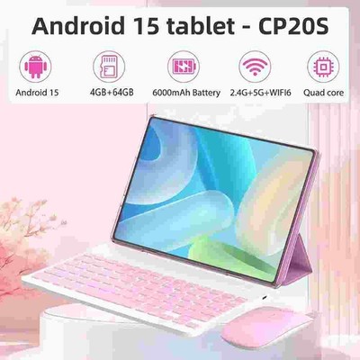 Neu 10 Zoll Android 15 Tablet CP20S 4GB+64GB 6000mAh 5G WiFi Pink Keyboard DE