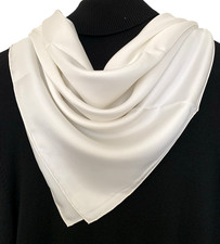 35"x35"Solid White Print Pure Mulberry Twill Silk 16momme Scarf 88X88cm6-32