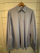 Vintage Prada Milano Button Up Dress Shirt Blue -  Men's Size 44/17.5 