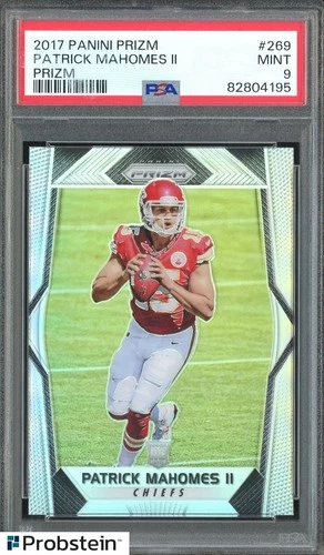 2017 Panini Silver Prizm #269 Patrick Mahomes II RC Rookie PSA 9 " LOOKS GEM "