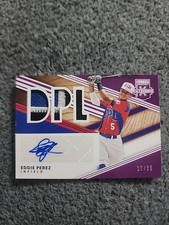 Eddie Perez 2020 Panini Elite Extra Edition Autograph Triple Patch Purple #12/25