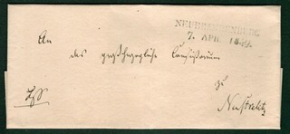 Dienstbrief Mecklenburg Strelitz von Neubrandenburg nach Neustrelitz 1849
