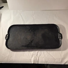 Vtg Antique Lodge #9 Cast Iron Griddle 20 by 10 Inch Flat Cooking Surface
