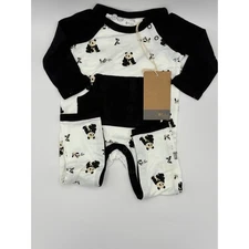 Kyte Baby Zen Print Longall Romper 3-6 Mo Black White Bamboo One Piece NWT