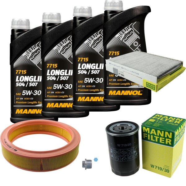 Mann Inspektionspaket 4L Mannol Longlife 504/507 5W-30 FüR Seat Ibiza II 1.4I VW-image