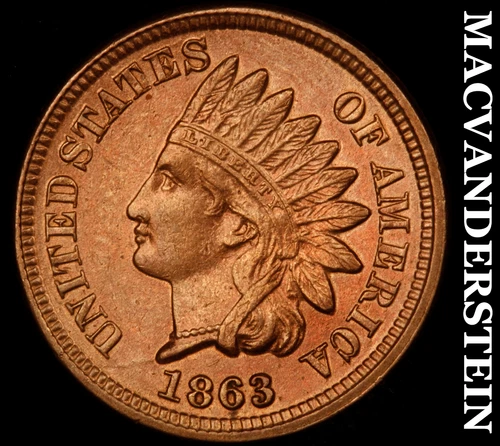 1863 Indian Head Cent- Choice Gem Brilliant Uncirculated+++ No Reserve #J3614