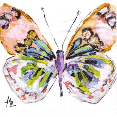 (2) Two Paper Lunch Napkins for Decoupage/Mixed Media - Farfalla butterfly