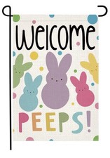 EASTER GARDEN FLAG 12" x 18" WELCOME PEEPS Double Sided Vibrant Colors