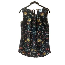 Cabi Legend Blouse Size XS Black Folklore Floral Print