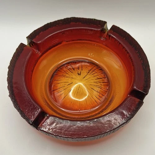 Vintage Amberina Art Glass Ashtray | Mid-Century Modern | Attributed to Blenko