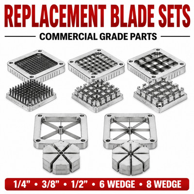 French Fry Cutter Blade Assembly Push Block 1/4 3/8 1/2 6 & 8 Wedge Choice