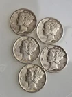 ​Set of 5 Mercury Silver Dimes | 1940-1944 | 90% Silver | includes 1940-S