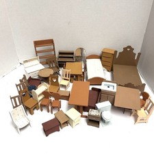 Vintage Lot Of Dollhouse Furniture Thin Wooden Furniture Lot #2 (E)
