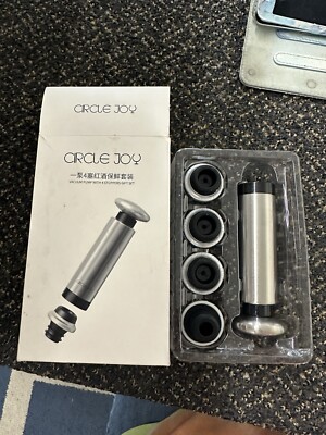 Circle Joy Wine Vacuum Pump With 4 Stoppers Gift Set