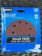 2 Packs HART 10-Piece 5-Inch Hook and Loop Sanding Discs 80 Grit