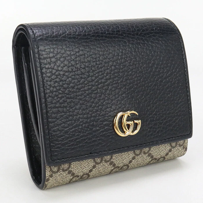 GUCCI GU90429 Portefeuille Plié Bicolore Medium GG Supreme Toile Noir Femme