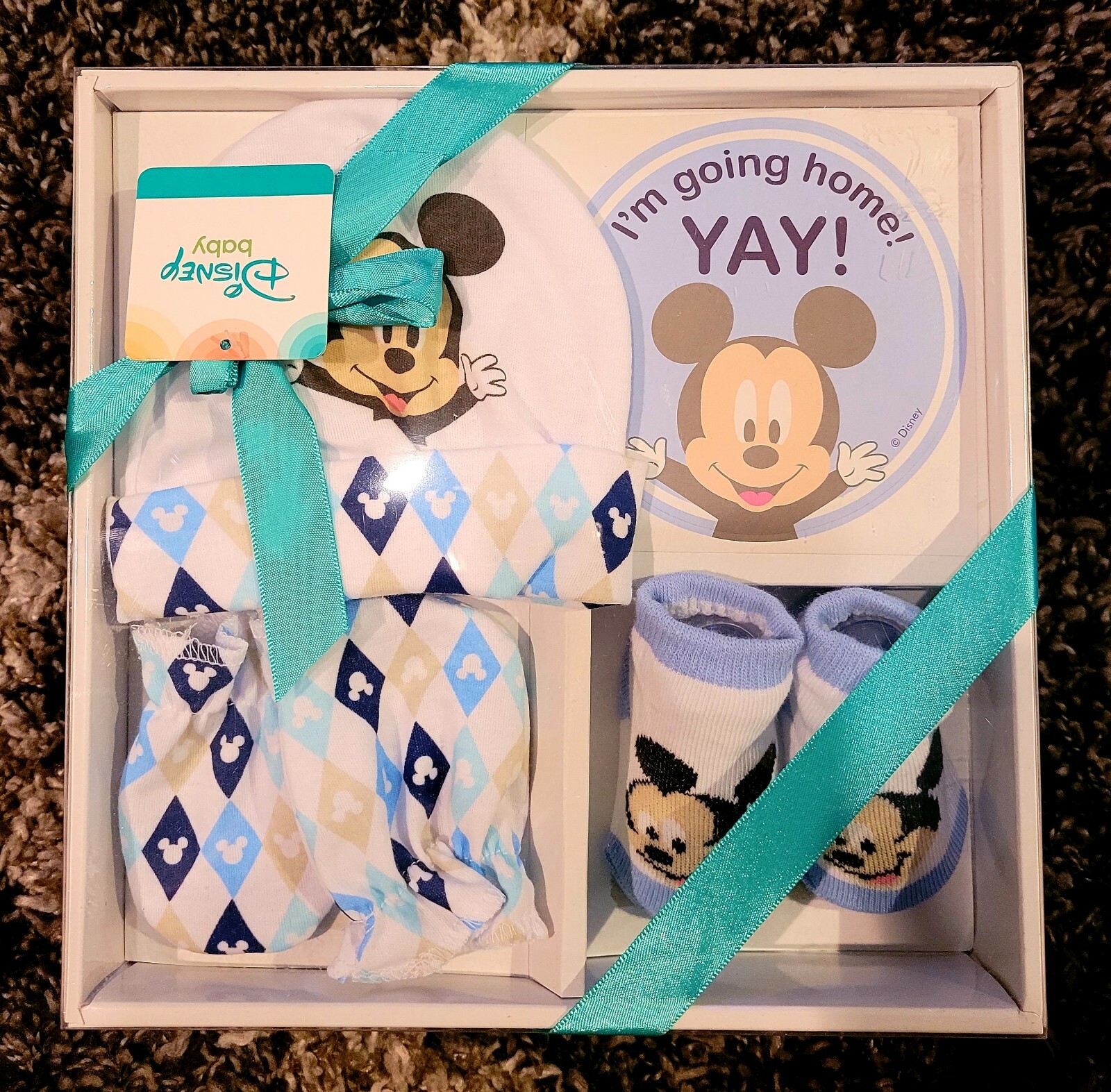 0-6 Months Booties /& Mittens Set Blue Disney Baby Mickey Mouse 3-Piece Cap