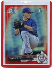 2017 BOWMAN CHROME #BCP37 FRANCISCO RIOS RED REFRACTOR ROOKIE RC #2/5, BLUE JAYS