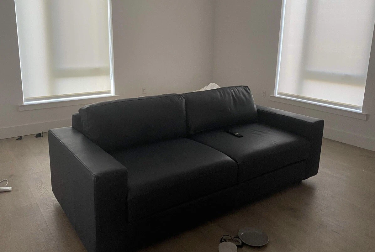 West Elm Urban 2.5 Seater Sofa Aspen Leather Aegean Blue 85 inch