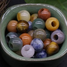 5mm*12mm Large Hole Beads Crystal Agate Natural Round Stone Jewellery Making DIY