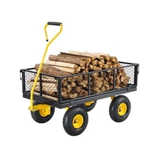 Heavy Duty Garden Wagon - 900LB Capacity w/10" Wheels & Convertible Flatbed