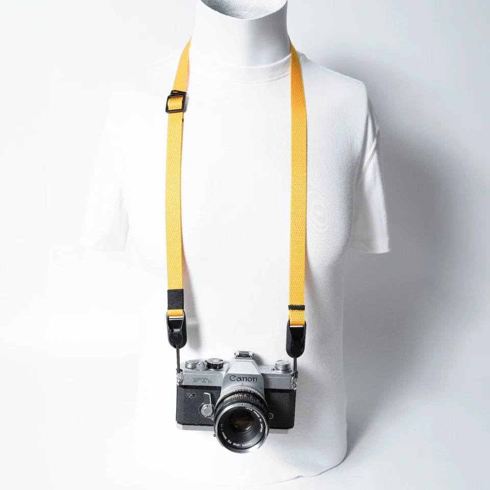 Slim Quick Release Camera Strap Yellow Adjustable w/2x Peak Design Anchors - Image 3 of 4